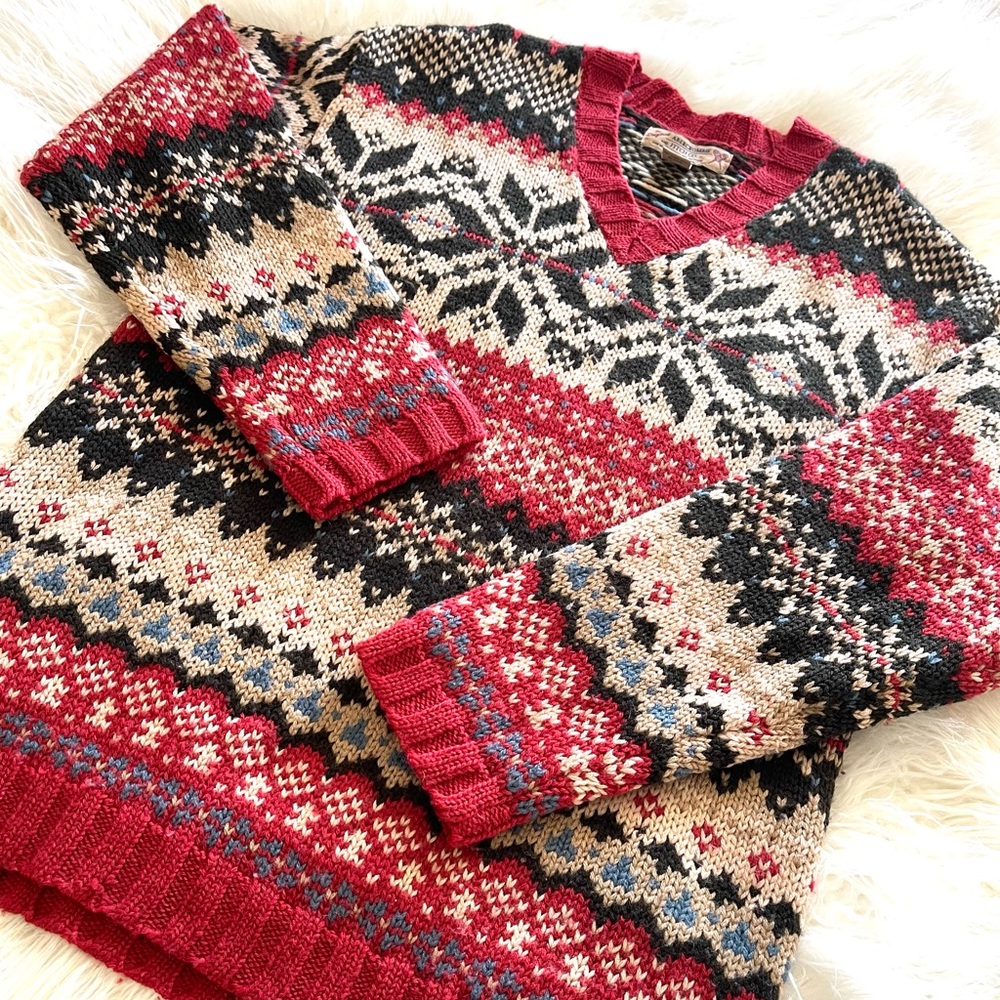 Vintage 100% Wool Abercrombie & Fitch Fair Isle Ski sweater Size L